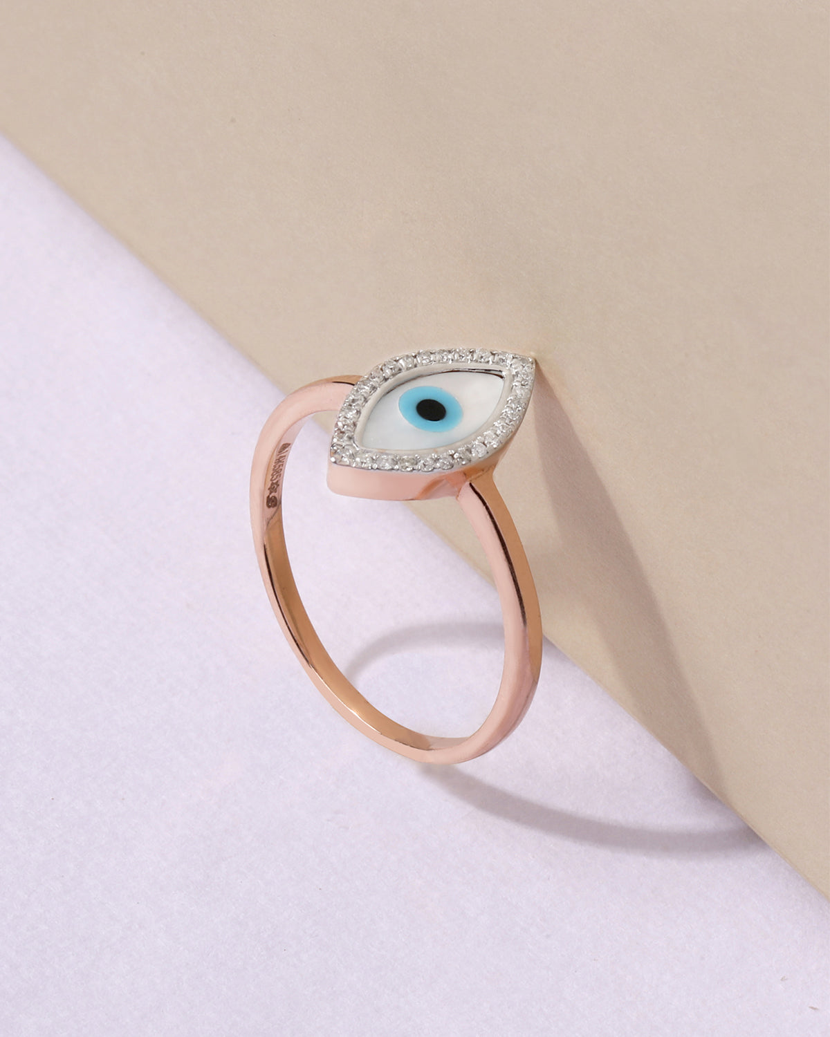 925 Sterling Silver Rose Gold Evil Eye Ring,evil Eye Ring,rose Gold Evil  Eye Ring,minimal Evil Eye Ring,demi-fine Jewelry - Etsy
